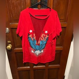 American tunic tee with mesh cutout